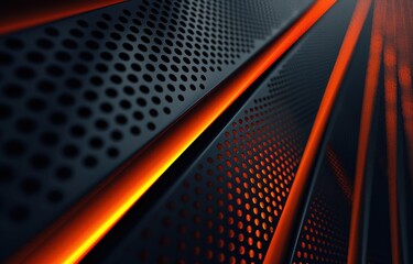 Abstract Black and Orange Metallic Grid