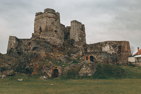 Stone Castle Ruins On A Cloudy Day - Levice, Slovakia