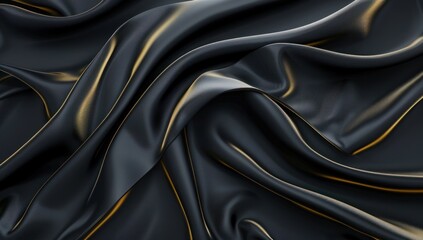 Obraz premium Abstract Draped Black and Gold Silk Fabric