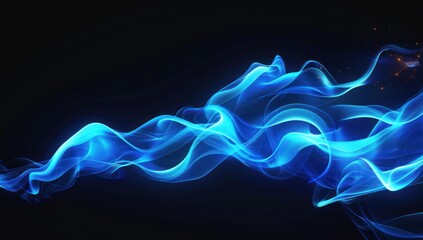 Obraz premium Abstract Blue Smoke Waves on Dark Background
