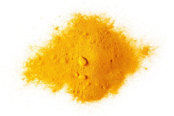 Obraz premium Turmeric powder isolated on white background, top view 