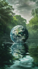 A land with the concept of zero carbon emissions and nature conservation. The concept of environmentally friendly land, zero carbon emissions, nature conservation, environmental awareness, sustainable