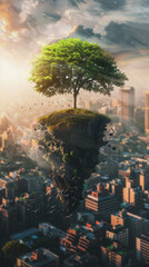 Obraz premium A land with the concept of zero carbon emissions and nature conservation. The concept of environmentally friendly land, zero carbon emissions, nature conservation, environmental awareness, sustainable