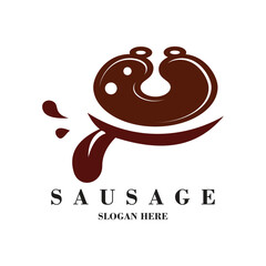 Sausage logo design simple concept Premium Vector