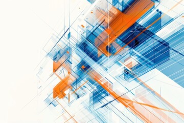 Fototapeta premium Abstract Geometric Composition with Orange and Blue