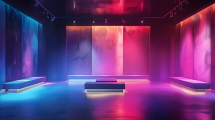 dark studio with gradient light in the background of empty space, display walls and interior floors for product display. 