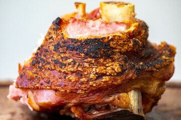 Smoked and oven-roasted pork knuckle