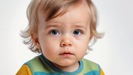 Naklejka premium Curious Baby with Blonde Hair 