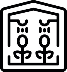 Simple icon of a smart farm greenhouse growing flowers using modern technology