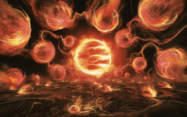 a cosmic dance of fire and light