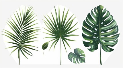 A clean and fresh representation of green leaves set against a white background, illustrating their elegant and natural forms in a simplistic, graphical style.