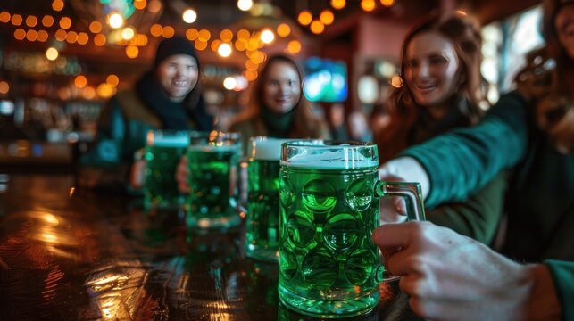 St. Patrick's Day Celebration in a Bar - Powered by Adobe