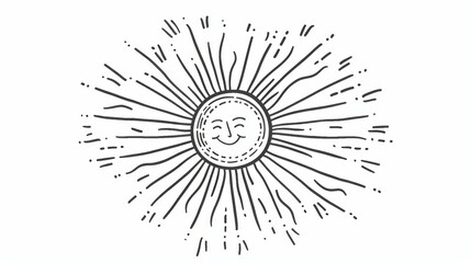 Obraz premium An abstract illustration of the sun rendered in black and white line drawing, featuring rays extending outwards, creating a contemporary and minimalist artistic expression.