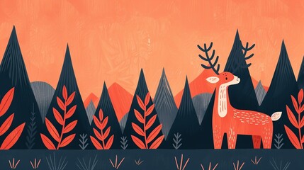 Image of a lush forest with diverse wildlife illustrating the importance of protecting biodiversity to maintain ecological balance and support life on Earth. Background Illustration, Bright color