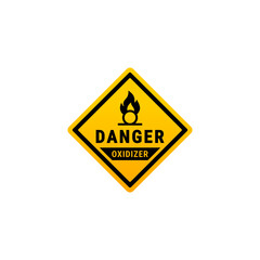 Fototapeta premium Oxidizer danger or Oxidizer warning label vector isolated. Best Oxidizer danger label for caution sign on your product.
