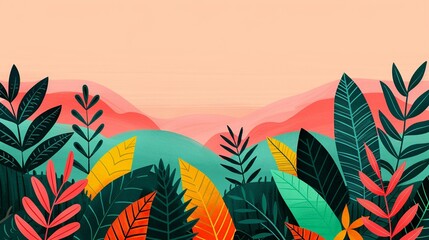 Image of a lush forest with diverse wildlife illustrating the importance of protecting biodiversity to maintain ecological balance and support life on Earth. Background Illustration, Bright color