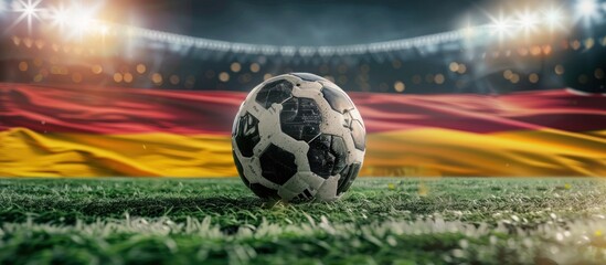 Soccer Ball on the Pitch with German Flag