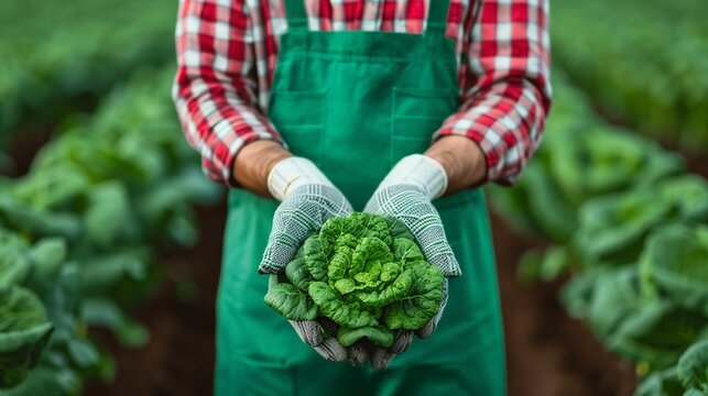 Organic farming practices shown by a farmer harvesting crops without pesticides promoting sustainable agriculture and healthy food production methods. Background Illustration, Bright color tones, ,