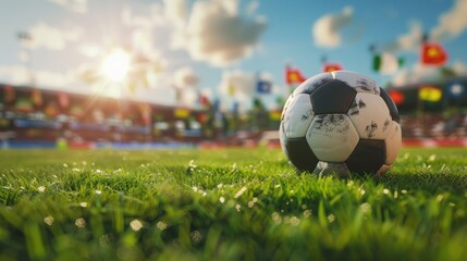 Soccer Ball on the Grass Field