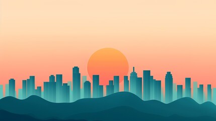 Obraz premium Air quality improvement shown by a cityscape with reduced smog after implementing clean air policies emphasizing the benefits of reducing air pollution. Background Illustration, Bright color tones, ,