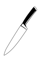 Large kitchen knife for chef or cook in vector outline line art drawing