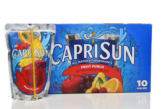 IRVINE, CALIFORNIA - 7 JULY 2024: A box of Capri Sun Fruit Punch drinks.