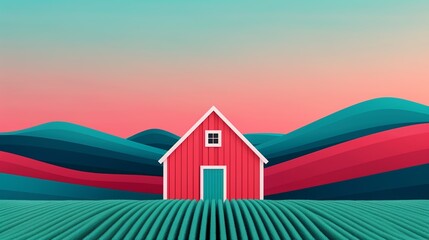 Organic farming practices shown by a diverse, pesticide-free farm promoting healthier food production methods and soil conservation. Background Illustration, Bright color tones, , Minimalism,