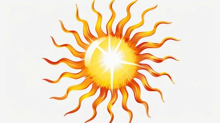 This image displays a radiant sun with curvy orange and yellow rays emanating from its core, symbolizing energy, brightness, and warmth.