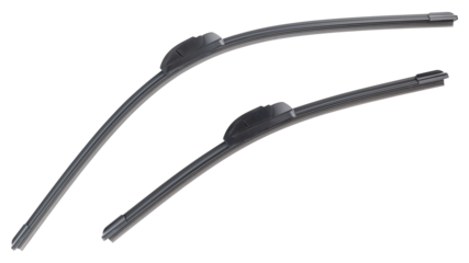 Car wipers. Replacing old on new windshield wipers. Single wiper blade for wet windshield. Car supplies for water drops after rain on glass window. Passenger car auto parts. Regular car maintenance