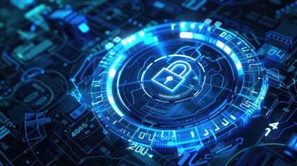 Cyber Security Concept - Digital Lock