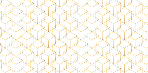 Abstract hexagonal futuristic geometric backdrop White background and embossed hexagon , honeycomb gold cube hexagon concept design abstract technology background vector background, or wallpaper.