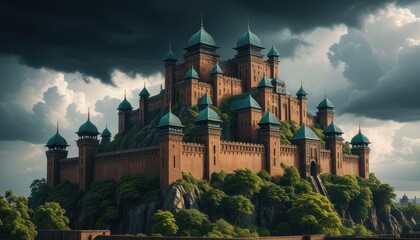 Fototapeta premium Majestic Castle on a Mountaintop.