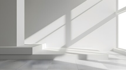 Obraz premium Abstract white and gray studio showcase wall and floor for background and product display. 