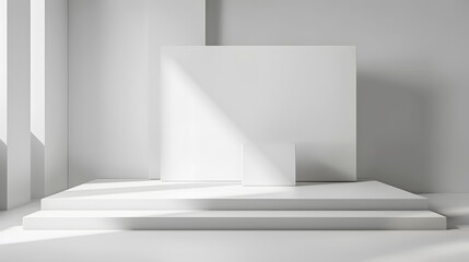 Fototapeta premium Abstract white and gray studio showcase wall and floor for background and product display. 