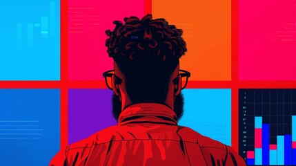 Data science extracting valuable insights from complex data sets, enabling informed decision-making and predictive analytics. Background Illustration, Bright color tones, , Minimalism,