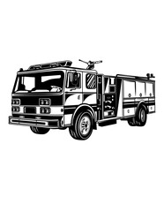 Fire Truck | Fireman | Fire Fighter Office Depot | First Responder | 911 Emergency | Dispatcher | Emergency Vehicle | Original Illustration | Vector and Clipart | Cutfifle and Stencil