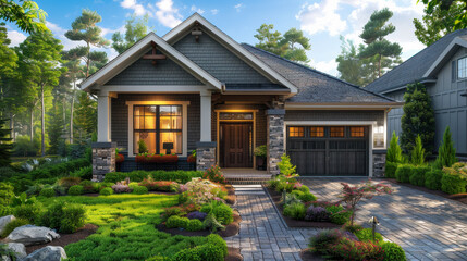 Modern Suburban Home with Lush Landscaping