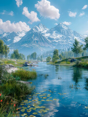 Serene Mountain Lake Landscape