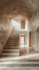 Obraz premium Modern Minimalist Concrete Staircase Design