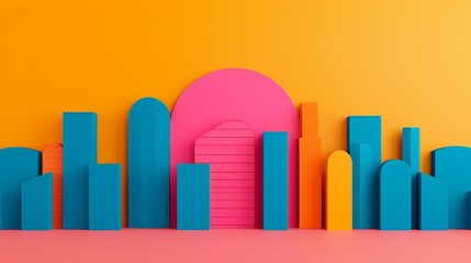 Fototapeta premium 3D printing creating objects layer by layer from digital models revolutionizing manufacturing prototyping and customization possibilities Background Illustration, Bright color tones, , Minimalism,