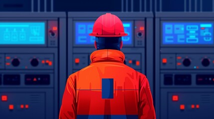 AI-driven predictive maintenance for industrial equipment reliability, detecting anomalies and optimizing maintenance schedules to minimize downtime. Background Illustration, Bright color tones, ,