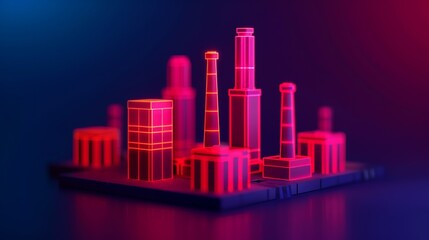 Fototapeta premium AI-driven predictive maintenance for industrial equipment reliability, detecting anomalies and optimizing maintenance schedules to minimize downtime. Background Illustration, Bright color tones, ,