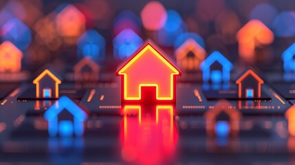 Blockchain applications in real estate for property transactions, title management, and smart contracts, enhancing transparency and security. Background Illustration, Bright color tones, , Minimalism,