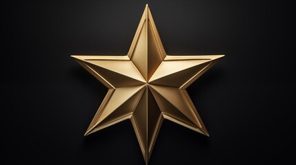 Obraz premium Three-Dimensional Gold Star on a Black Background: Elegance Explored