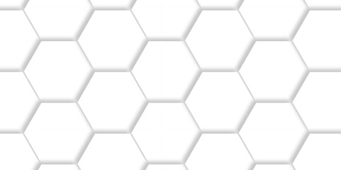 Obraz premium Abstract hexagonal futuristic geometric backdrop White background and embossed hexagon , honeycomb white hexagon concept design abstract technology background vector background, or wallpaper.