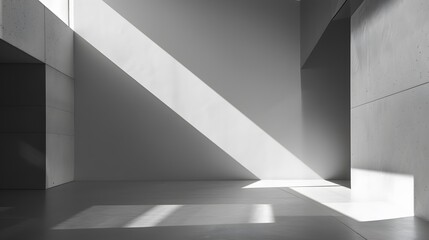 Abstract architecture shadow and lights in office room on white wall from window. 