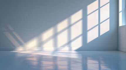 Obraz premium Abstract architecture shadow and lights in office room on white wall from window. 