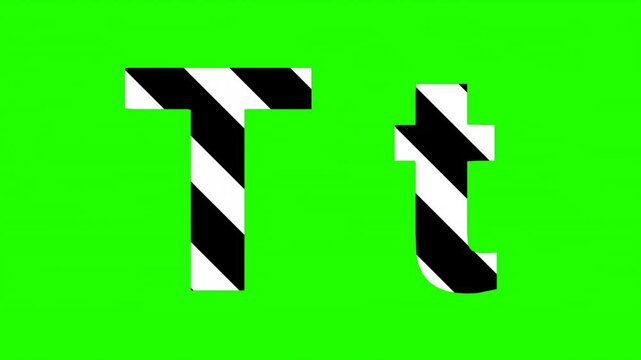 Animated letter T with a zebra pattern. Perfect for adding a stylish and dynamic touch to your video projects.