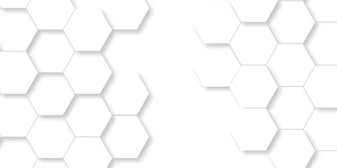 Abstract hexagonal futuristic geometric backdrop White background and embossed hexagon , honeycomb white hexagon concept design abstract technology background vector background, or wallpaper.