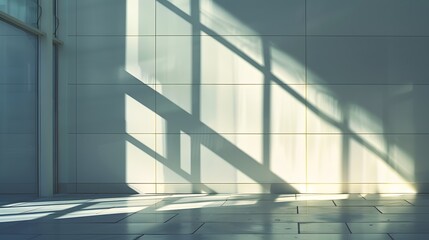 Obraz premium Abstract architecture shadow and lights in office room on white wall from window. 